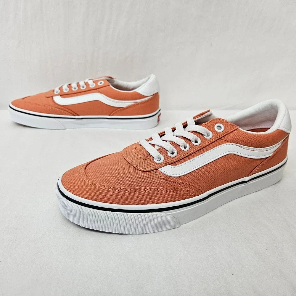 Vans Brooklyn Ls Canvas Sneakers VN000D7UEMR Coral Rust White Womens Size 9.5